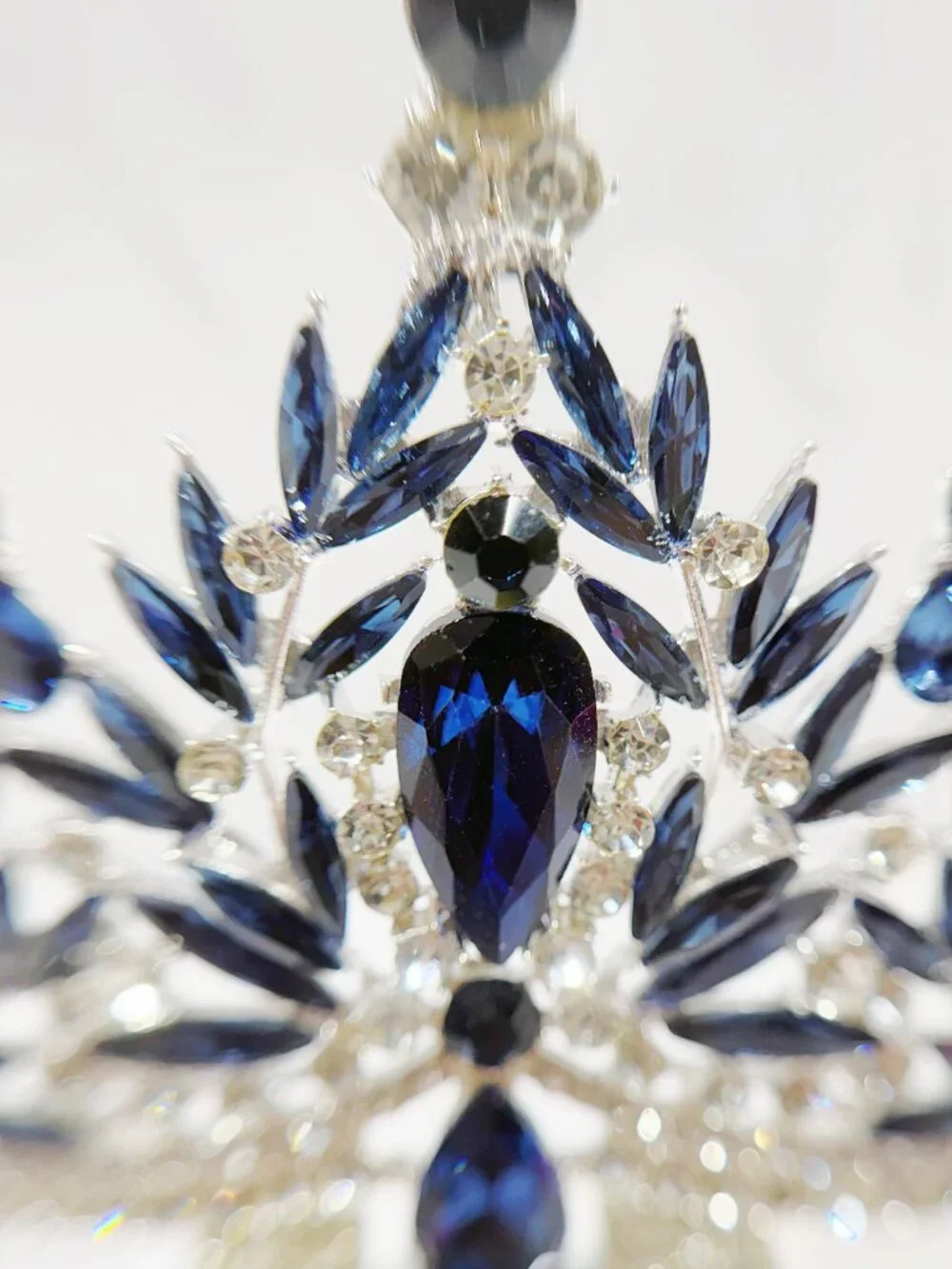 Navy blue tiara, Silver Crystal Crown, Rhinestone Tiara, Formal crown headpiece